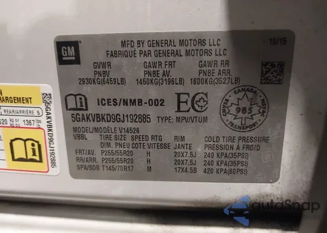 2016 Buick Enclave Leather из США, поврежденный, VIN 5GAKVBKD9GJ192885